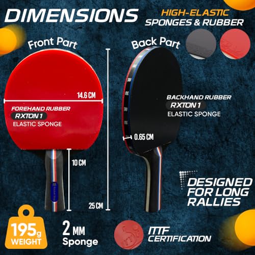 Vortex Table Tennis Paddle with Case – Ping Pong Racket for Intermediate Players, ITTF Approved Rubber, Lightweight Control for Indoor/Outdoor Sports, Great Gift for Kids & Adults