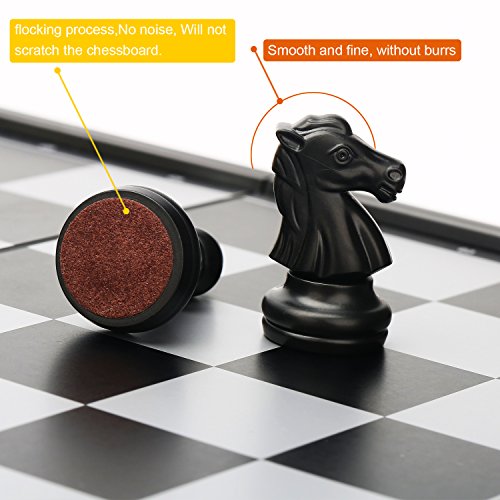 3 in 1 Magnetic Chess Checkers Backgammon Board Game Set with 12.5 Inch Folding Board Travel Games for Kids and Adults (Chess: Black & White) - color: Chess: Black & White