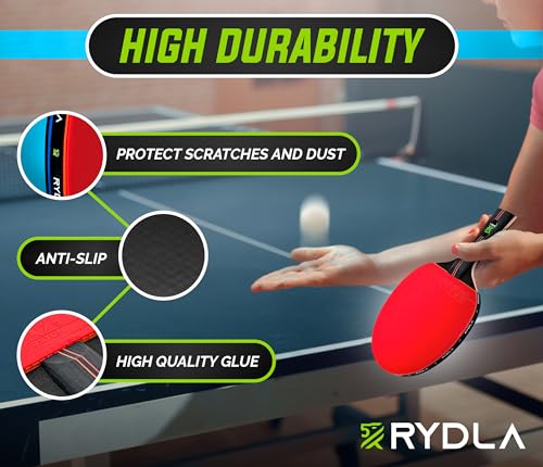 Professional Ping Pong Paddle – A Table Tennis Racket to Take Your Skill to the Next Level with Carbon Fiber Technology & Ergonomic Design – Premium Rubber & Sponge for Powerfull Speed & Spin.