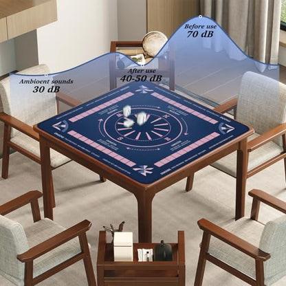 ARELUX Neoprene Mahjong Mat with Carrying Bag 32"x32" No Creases Rolled Shipping American Mahjong Mat with Charles Rules Anti-Slip & Noise Reduction Table Cover for Poker, Card & Board Game(Blue) - color: Blue