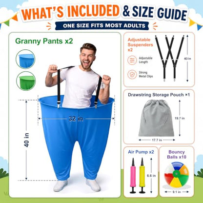 Granny Pants Yard Game for Adults and Kids, Big Pants Ball Catch Game with 2 Giant Pants, Balls, Pumps & Storage Bag, Outdoor Tossing Games for Birthday Party, Backyard Party, Family Reunion - size: Large for Adults-2PCS