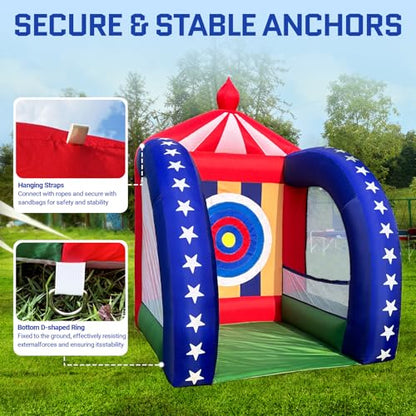 OZIS 6.5x6.5x9Ft Inflatable Axe Throwing Game with Built-in Blower Portable Fun Axe Toss Target Dart Board, Interactive Inflatable Carnival Games for Commercial Events, Parties, Family Activities - style: Axe Throwing Target