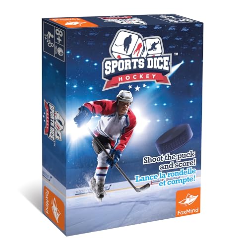 FoxMind-Games: Sports Dice-Hockey-Board-Game, Shoot The Puck & Beat The Goaltender to Score, Easy to Learn & Fun to Play, 2 or 4 Players, Ages 7+ - style: Hockey
