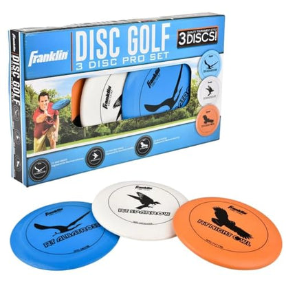 Franklin Sports Disc Golf Discs Set - Disc Golf Equipment Starter Set - style: Orange/Blue/White