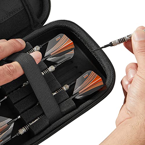 Casemaster Sentinel 6 Dart Case, Holds Extra Accessories, Tips, Shafts and Flights, Compatible with Steel and Soft Tip Darts, Impact & Water Resistant Tactech Shell, Red Zipper - color: Red