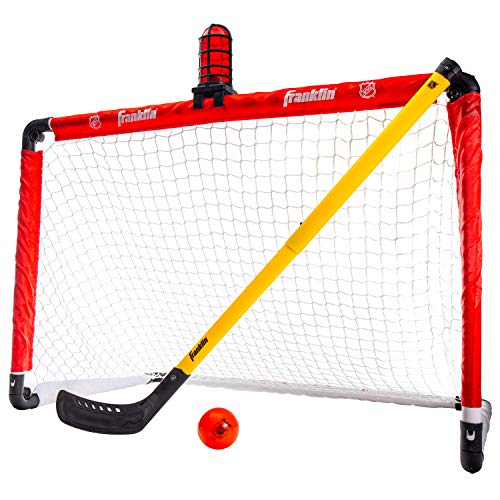 Franklin Sports Mini Hockey Goal Set - NHL Light Up Knee Hockey Goal and Stick Set with Hockey Ball - Perfect for Indoor Floor Hockey and Knee Hockey, Red, 36" L x 36" W x 24" H