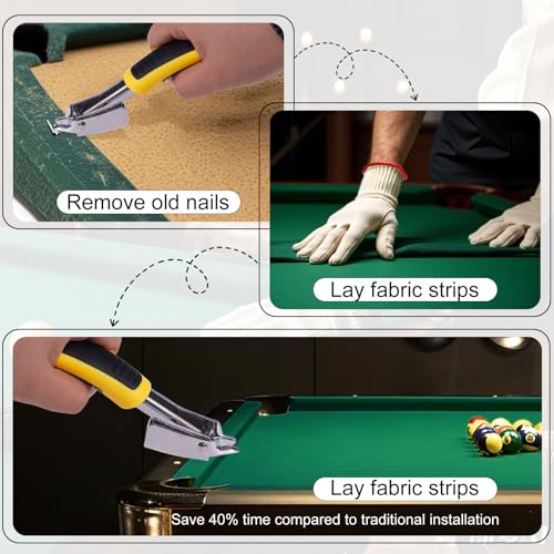 Pool Table Felt,8.53'/ 9' Billiard Cloth with 6 Pcs Cloth Strips and Staple Remover,Gloves,Pool Table Felt Replacement kit for Bars Clubs Family - color: Green, size: 8.53FT