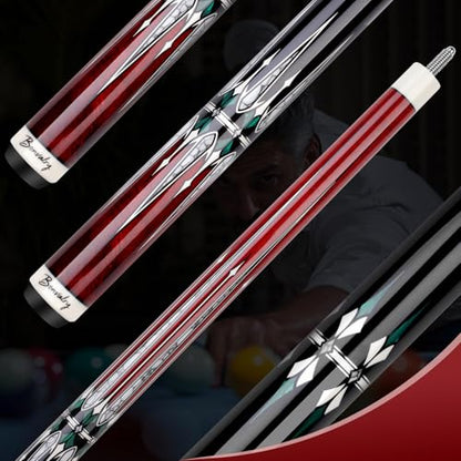 Pool Cue Kit - Stained Maple 58 Inch Pool Stick with Hard Case and Accessories for Billiards Enthusiasts - color: Red, style: 20oz