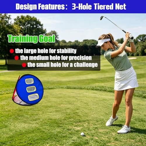 4-in-1 Pop Up Golf Chipping Net – Versatile 4-Sided Design for All Training Scenarios, Portable Indoor/Outdoor Practice Kit, Easy Setup Gift for Golfers & Beginners - size: only 1 4-in-1 Net, style: Only Golf Net