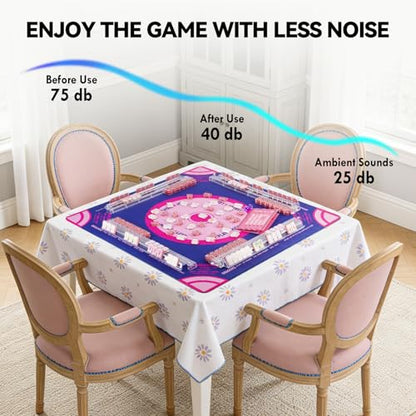 Mahjong Mat, Mahjong Table Mat Black Carrying Bag, Anti Slip and Noise Reduction Table Cover for Mahjong, Poker, Card Games, Dominoes, Board Games, Slip Resistant Mat (Blue - 31.5'') - color: Blue