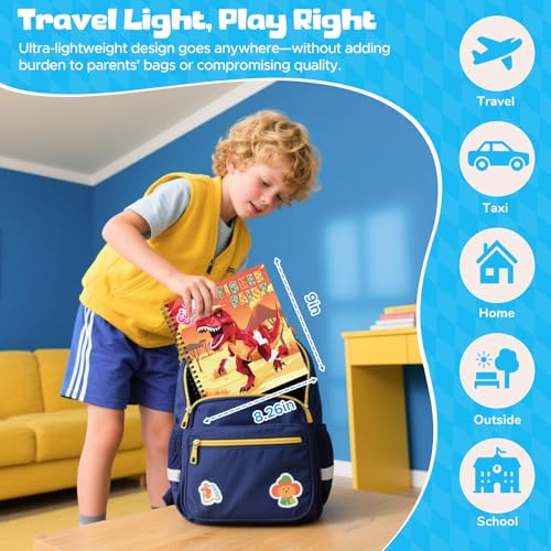 2PCS Paint by Number Sticker Book Travel Activities for Kids Ages 4-10, Road Trip and Airplane Toys for Long Car Rides, Birthday Present, Preschool Classroom Party Gifts - color: Fierce Animals,dinosaurs