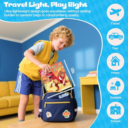 2PCS Paint by Number Sticker Book Travel Activities for Kids Ages 4-10, Road Trip and Airplane Toys for Long Car Rides, Birthday Present, Preschool Classroom Party Gifts - color: Fierce Animals,dinosaurs