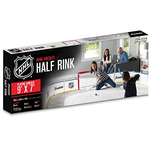 Franklin Sports Mini Hockey Rink Set - Half Rink Knee Hockey Goal, Mini Sticks, and Ball Set - Indoor Mini Hockey Rink - Official NHL Licensed