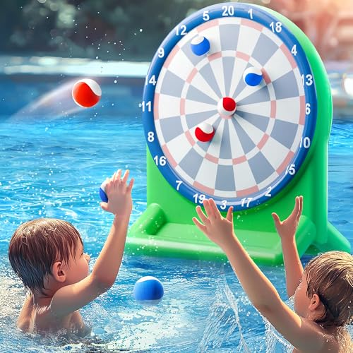 Funscape Kids Fun Pool Toys, Inflatable Dart Board Toss Water Game, Swimming Pool Float, Beach Yard Outdoor Play, Summer Birthday Party Sport Gift 3 4 5 6 7 8 9 12 Yrs Boy Girl Teen Adult Family-Green - color: Green