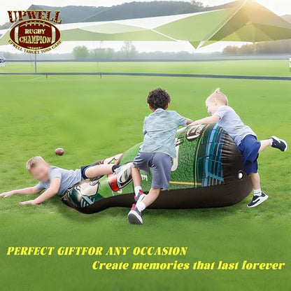 UPWELL Inflatable Football Target Set - 6ft Blow Up Toy for Fun Toss Games, Soft Footballs, Indoor/Outdoor Play, Perfect for Kids' Birthday Parties & Backyard Carnival Games