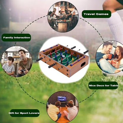 Mini Foosball Table for Family Night Creative Gift for Football Lovers Wooden Tabletop Game for Travel Party Time Nice Deco for Sport & Bar Room