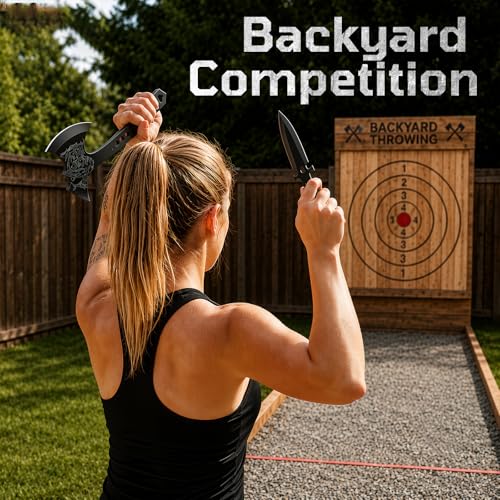 3 Pack Throwing Axe Set, Full Tang Stainless Steel Throwing Tomahawk Throwing Hatchet, 3 Pack Throwing Knives Set with Bottle Opener and Nylon Sheath for Backyard Recreation and Competition