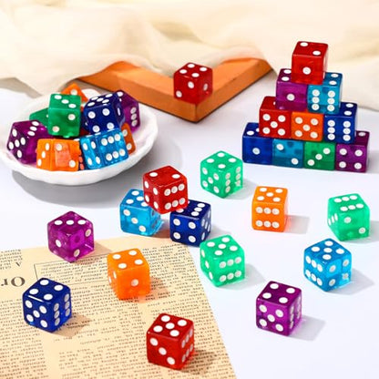 Seenelling 36 Piece 19 mm Casino Style Craps Dice Sets Acrylic and Translucent D6 Dice, Square W/Rounded Edge for Casino, Craps, Table Games and Board Games (Classic Color) - color: Classic Color