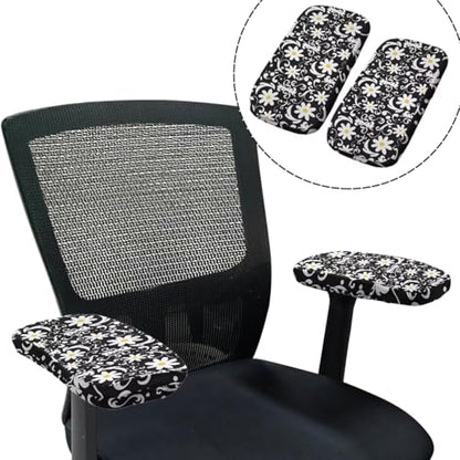 4 Pcs Office Chair Covers Set Floral Office Chair Arm Rest Cover Protective Stretchable Seat Covers Desk Armrest Cover Slipcovers Pads Cushion Backrest for Game - color: Floral