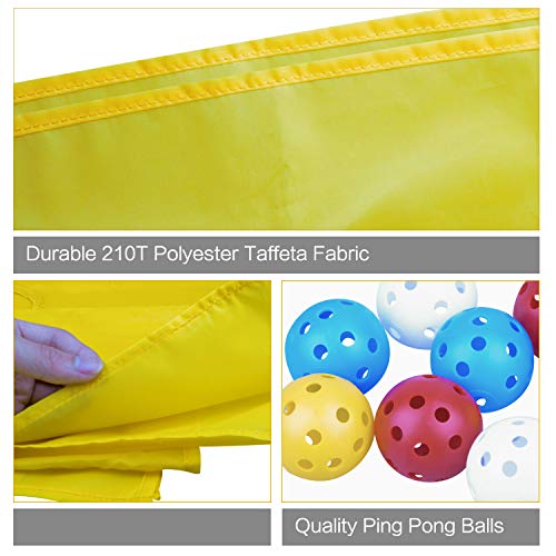 Sonyabecca Yellow Hole Tarp Team Building Games for Work with 8 Pcs Team Building Ball for Teamwork Group Learning Fun - size: 85''Lx57''W