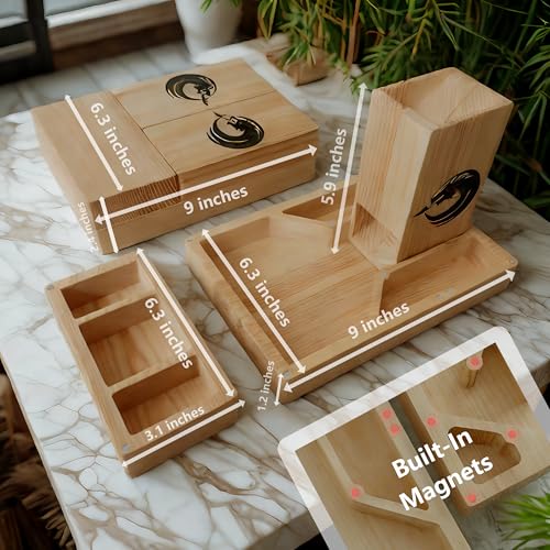 Wooden Dice Tower DND Dice Roller with Tray Portable Magnetic Die Roller Castle for Dungeons and Dragons, Board Game, D&D Tabletop Game and RPG Games