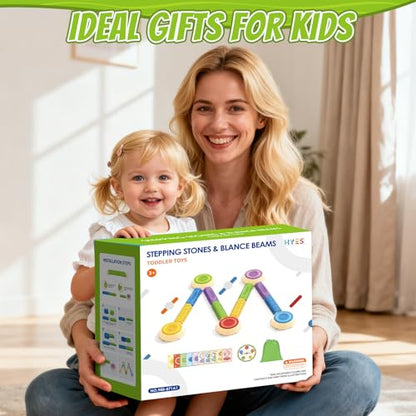 HYES Light Up Stepping Stones & Balance Beams for Kids 1-3, 13PCS Non-Slip Sensory Obstacle Course with Piano Music, Game Spinner & 30 Cards, Indoor Outdoor Toddler Toys Gifts for Boys Girls Ages 3-5 - style: 5 LED Pads & 8 Beams