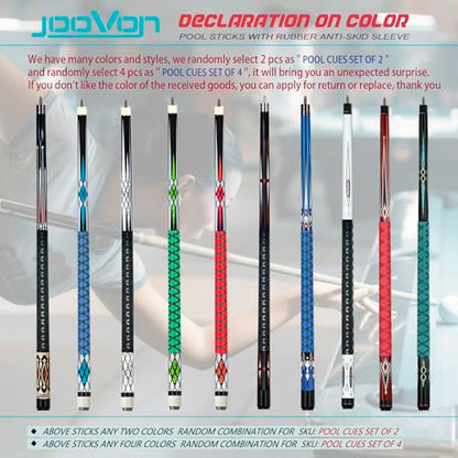 Pool Sticks Set of 4 and Pool Sticks Set of 2 with 13mm Cue Tip 58" Pool Cue with Rubber Anti-Skid Sleeve - color: POOL CUES SET OF 4