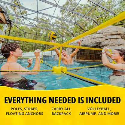 CROSSNET H2O Volleyball Pool Game - Four Square Net - Quick Assemble & Portable - Perfect Pool Toys for All Families W/Accessories