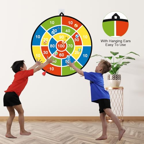 29" Dart Board for Kids, Gifts for 3 to 12 Year Boys and Girls Game Toys | Darts Set Double-Sided with Sticky Balls and Darts, Indoor Outdoor Sport Fun Party Play Parent-Child Activity Game Toys
