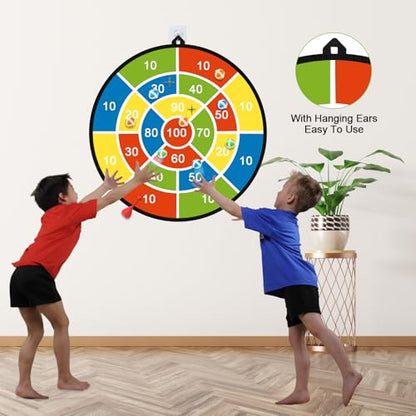 29" Dart Board for Kids, Gifts for 3 to 12 Year Boys and Girls Game Toys | Darts Set Double-Sided with Sticky Balls and Darts, Indoor Outdoor Sport Fun Party Play Parent-Child Activity Game Toys