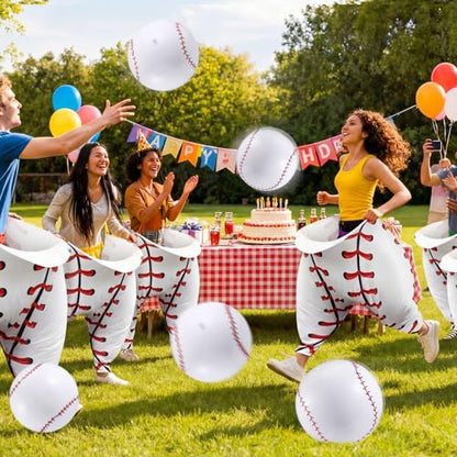 Shappy Granny Pants Yard Game, 2 Pcs 31.5 x 39.5 Inches Big Baseball Granny Pants with 8 8 Inch Bouncy Balls 2 Pump Giant Baseball Outdoor Game for Family Reunion Team Building Picnic Field Day - style: Baseball