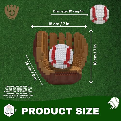 Baseball 3D Building Block Set - Ball - Gloves - Bat - Educational Toy - Perfect for Ages 14 Years and Above - Challenging, Creative Fun and Skill-Building - 3D Instruction (1485 PCS)