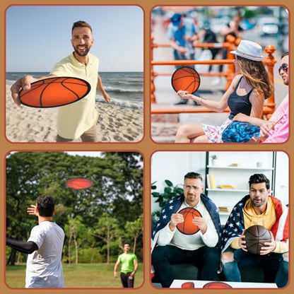 Mototo 30 PCS Foldable Flying Disc Fans 8 Inch Basketball Foldable Flying Disc Fans Bulk with Pouch Collapsible Pop up Hand Fan Goodie Bags Sports Party Favor for Kids Operation Christmas Child Items - color: Basketball