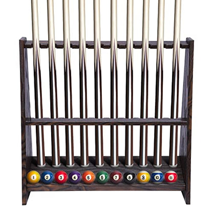 Pool Stick Holder, Pool Cue Holder, Billiard Cue Rack, Wooden Pool Stick Stand, Pool Cue Rack, Raised Base, Holds 10 Pool Sticks, For Indoor Living Rooms, Bars, Pavilions, Entertainment Parties