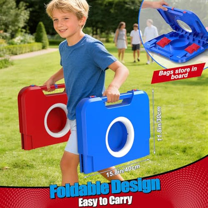 TERRAMUS Light-Up Cornhole Board Set, Corn hole Sets with Sound Effects, 2 Foldable Boards & 8 Bean Bags, Portable Outdoor Toss game, Backyard Party Camping Toys Gifts for Kids,Teens,Family,Ages 6-12+