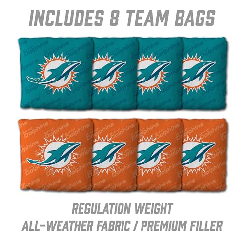 YouTheFan NFL 2' x 4' Slogan Series Professional Wood Cornhole Game with Logo Bags - color: Miami Dolphins
