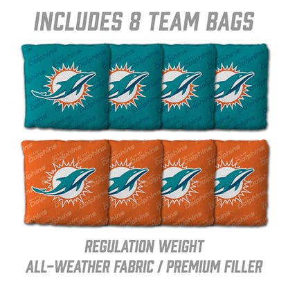 YouTheFan NFL 2' x 4' Slogan Series Professional Wood Cornhole Game with Logo Bags - color: Miami Dolphins