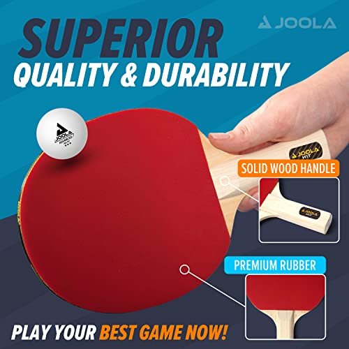 JOOLA Advanced Premium Ping Pong Paddles Set of 4 - Professional Table Tennis Paddles, 6 Advanced Training 3 Star Ping Pong Balls, and Carrying Case - Tournament Level - Indoor and Outdoor Compatible - size: One Size, style: 4 Player | Set