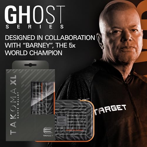 Target Darts Raymond van Barneveld Ghost Series XL Takoma Wallet, Regular – Darts Case, Black/White Storage Cases, Zipper Dart Holder, Professional Accessories – Holds 6 Fully Assembled Darts - style: XL Wallet