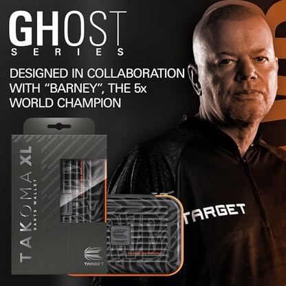 Target Darts Raymond van Barneveld Ghost Series XL Takoma Wallet, Regular – Darts Case, Black/White Storage Cases, Zipper Dart Holder, Professional Accessories – Holds 6 Fully Assembled Darts - style: XL Wallet