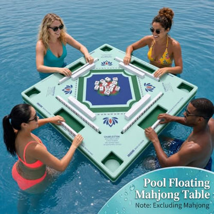 Floating Mahjong Table for Pool,Large Stable Water Pool Game Table for Card Games & Tile Games,Swimming Pool and Hot Tub Float Board Game Tray for Adults, Mahjong Floater Table
