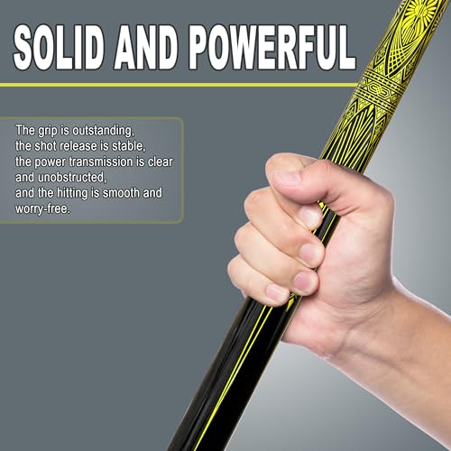 HomeSeason Fiberglass Pool Cue Stick 21oz Cue Sticks 58" Professional Low Deflection Billiard with Screw-in Extension and Leather Bag - color: 21oz(Gold）