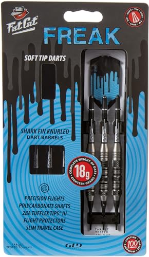 Fat Cat The Freak Soft Tip Darts with Shark Fin Knurled Barrels and Slimline Case, 18-Grams