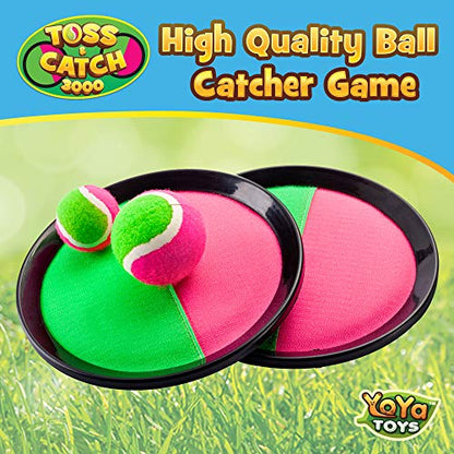 YoYa Toys Toss and Catch Ball Game Upgraded Set - Outdoor Kids Sports Activities - Outside Fun Summer Toy for Beach, Backyard, Park, Yard Lawn, Camping for Ages 4-12, 2 Catch Paddles, 2 Sticky Balls - style: 2 Paddles + 2 Balls