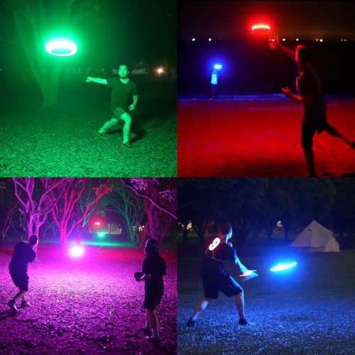 TOSY Flying Disc - 16 Million Colors RGB or 36 LEDs, Extremely Bright, Smart Modes, Camping Essentials for Teens/Kids/Adults/Men/Boys/Girls, Auto Light Up, Rechargeable, Waterproof, 175g - color: Rgb White Disc (Set of 2)