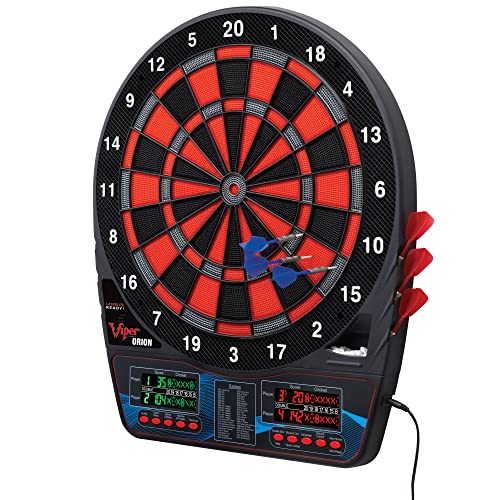 Viper Orion Electronic Dartboard, 15.5 in Regulation Target, 43 Games, Dual LCD Displays, 8 Players, 6 Darts Included, Black