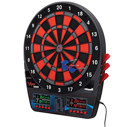 Viper Orion Electronic Dartboard, 15.5 in Regulation Target, 43 Games, Dual LCD Displays, 8 Players, 6 Darts Included, Black