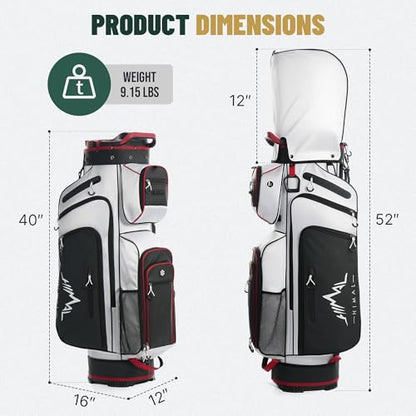 uniHimal T-Lock Golf Cart Bag with Quiet 14-Way Full-Length Divider Top | Golf Bag for Men with Magnetic Pocket, Cooler Pocket, Handle and Rain Cover - color: White