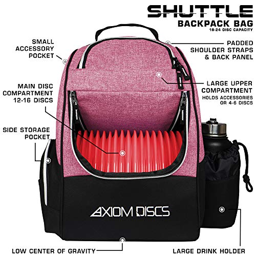 Axiom Discs Shuttle Disc Golf Backpack Bag (Choose Your Style and Color) - color: Heather Red, style: Without Velcro Side Panel