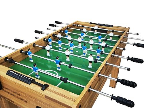 48” Foosball Table, Indoor Soccer Table Game with Steel Rods for Adults & Kids, Wooden Football Table for Family Game Room, Man Cave, Finished in MDF - color: Wood